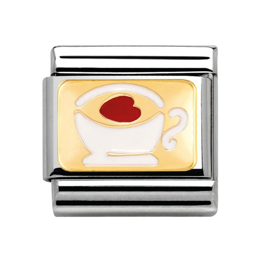 Nomination charm cup of tea with red heart