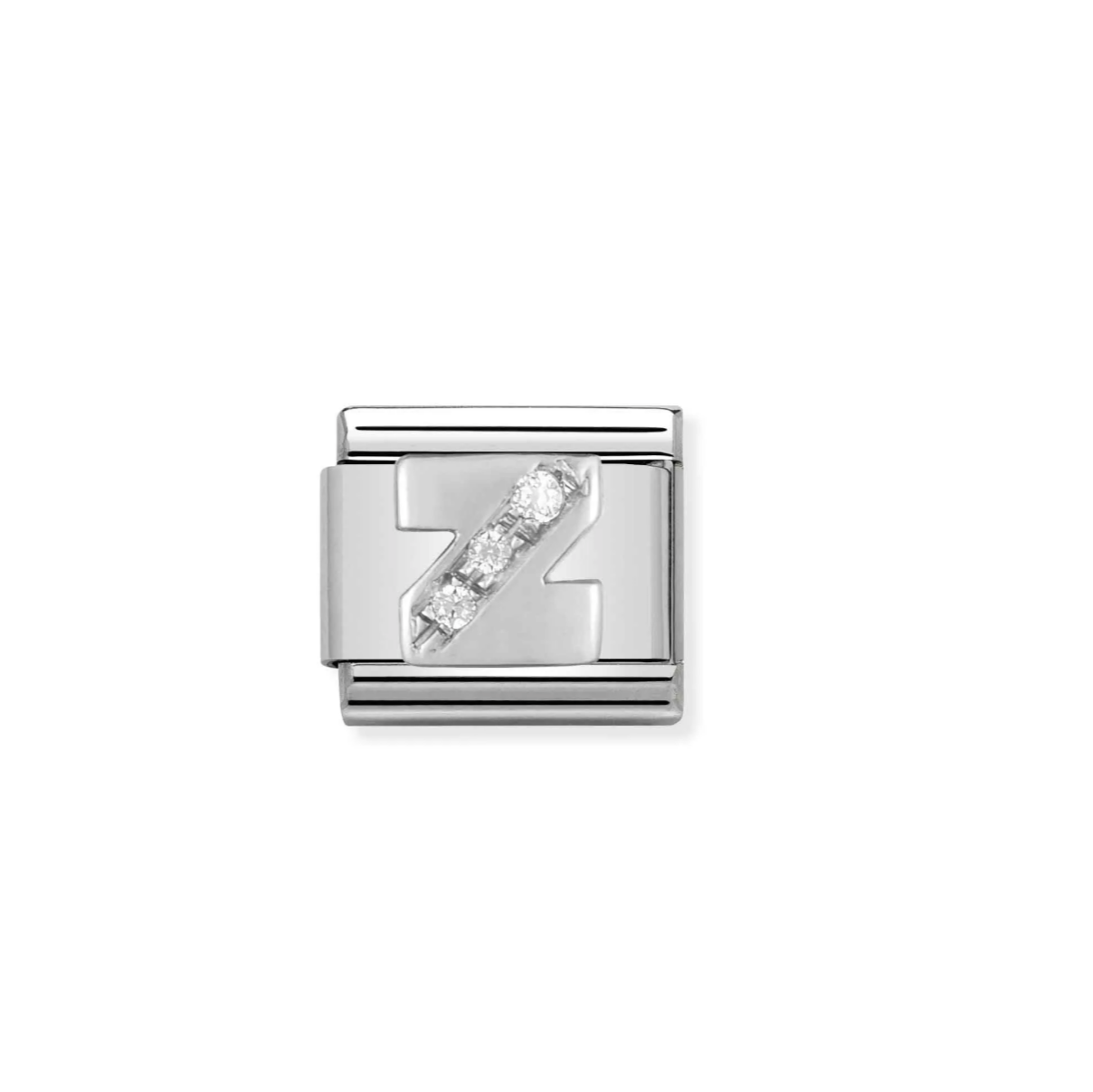 Nomination silver charm with cz's- letter Z