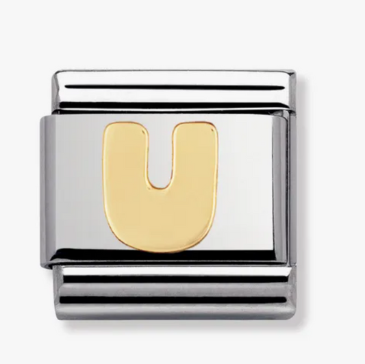 Nomimation plain gold letter U Charm