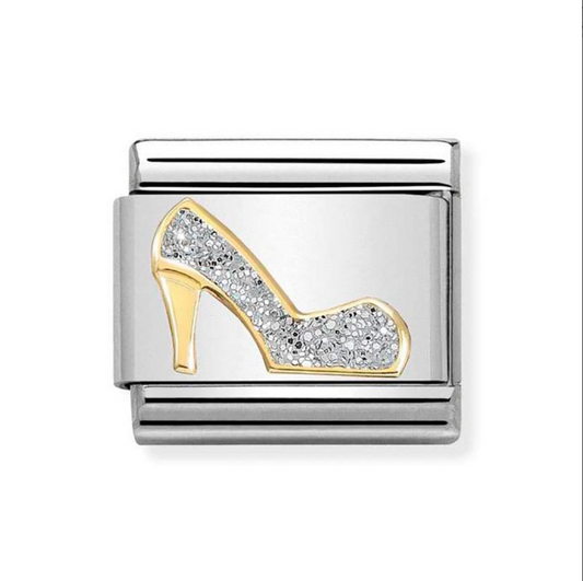 Nomination charm high heeled shoe with glitter