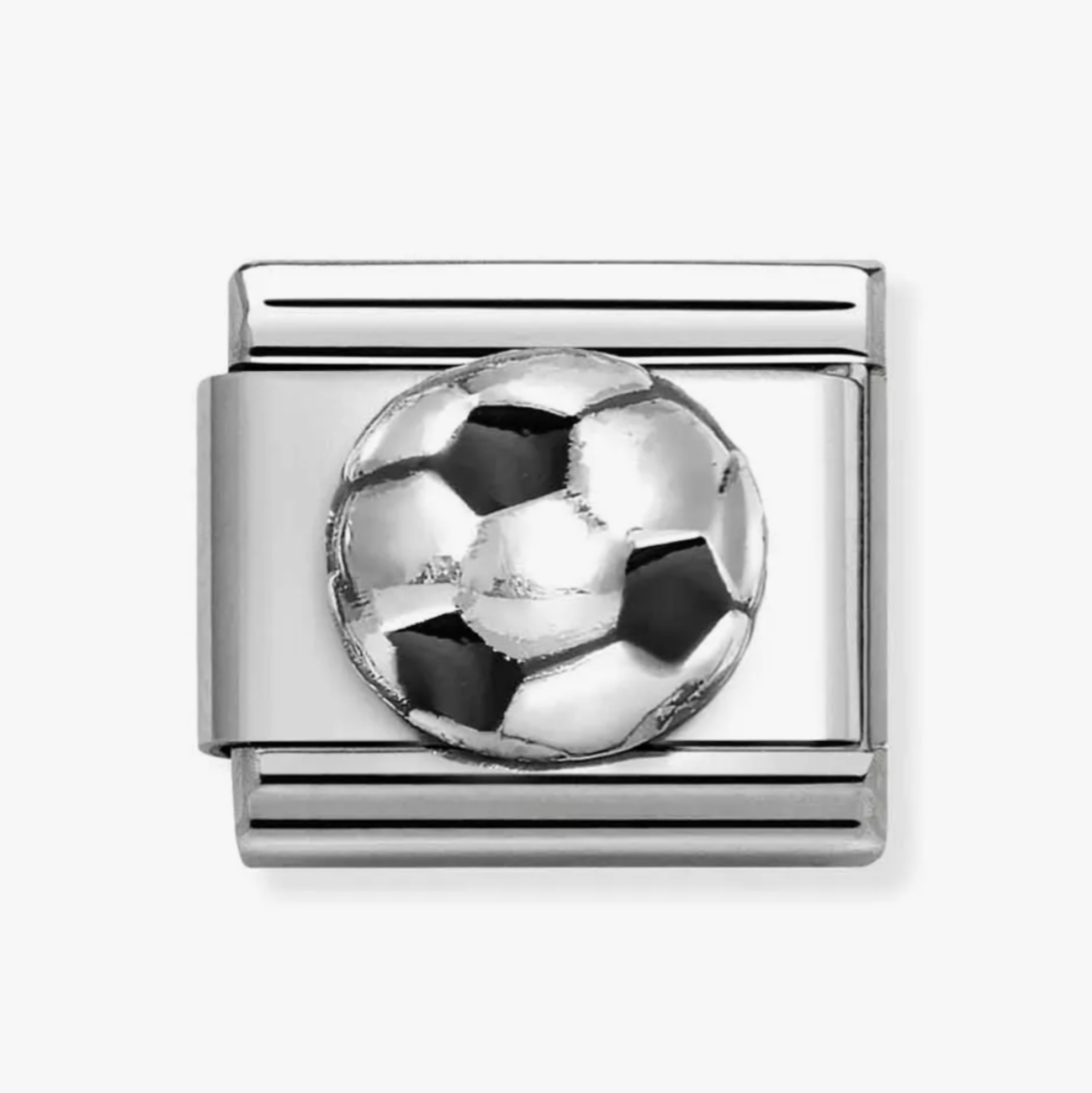 Nomination charm football in silver/black