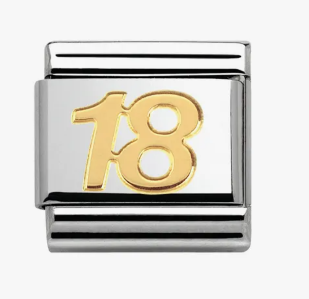 Nomination plain gold number 18