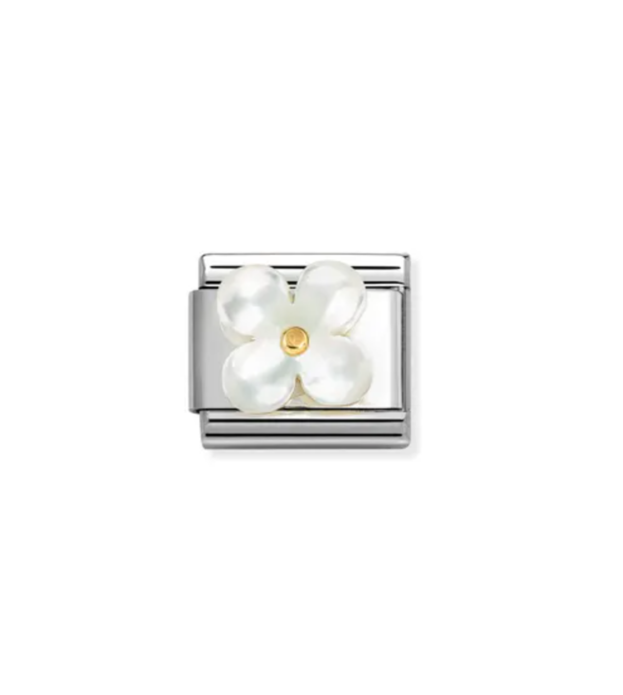 Nomination flower charm with white mother of pearl