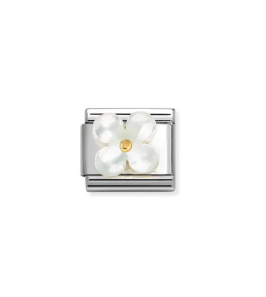 Nomination flower charm with white mother of pearl