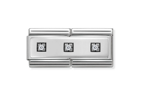 Nomination silver double charm 3 cz