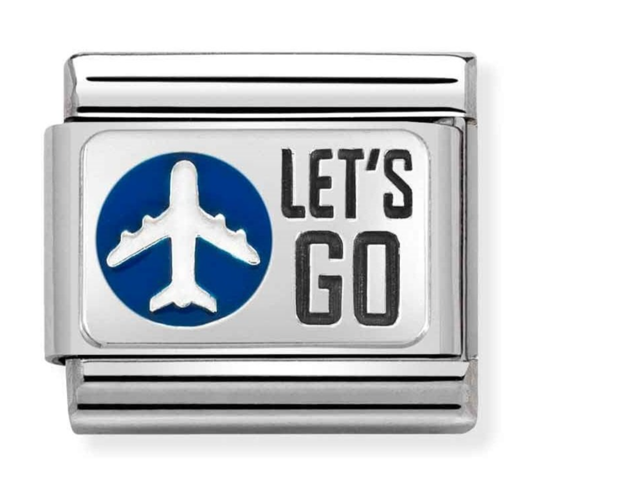 Nomination charm silver airplane / let's go