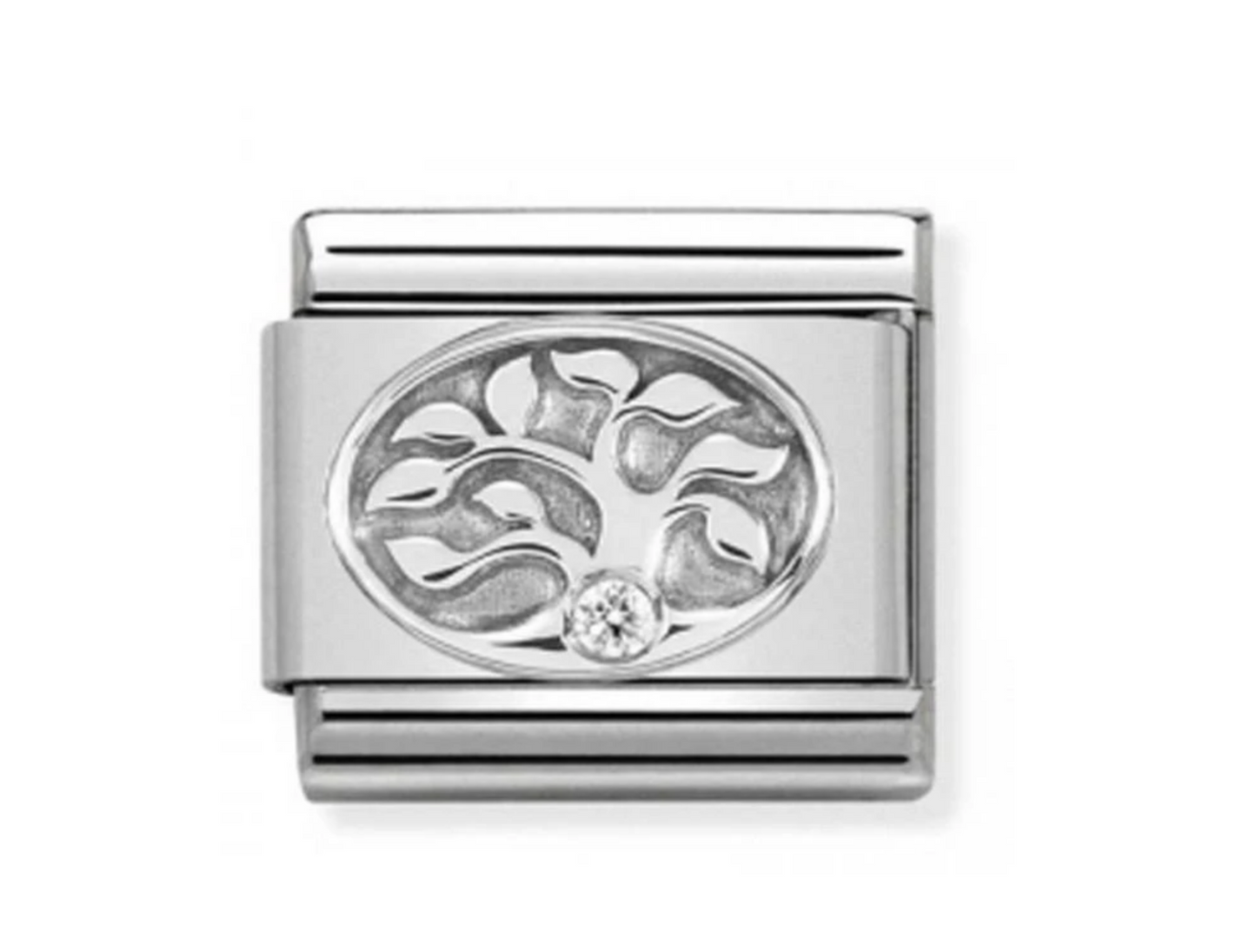 Nomination charm silver tree of life with cz stones