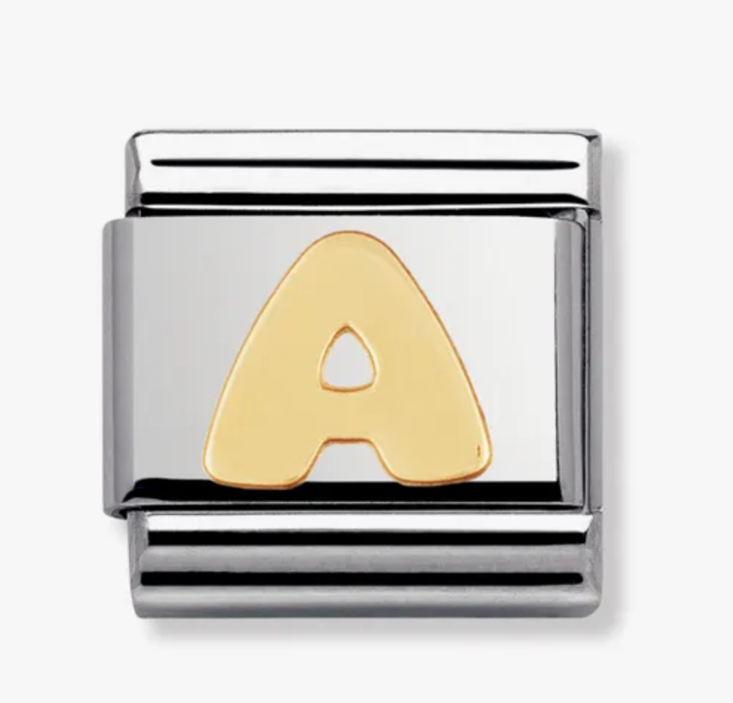 Nomination plain gold letter A charms