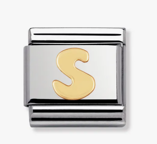 Nomimation plain gold letter S charm