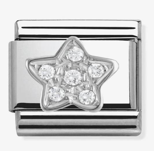 Nomimation silver cz star charm