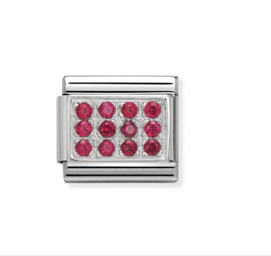 Nomination silver red pave charm