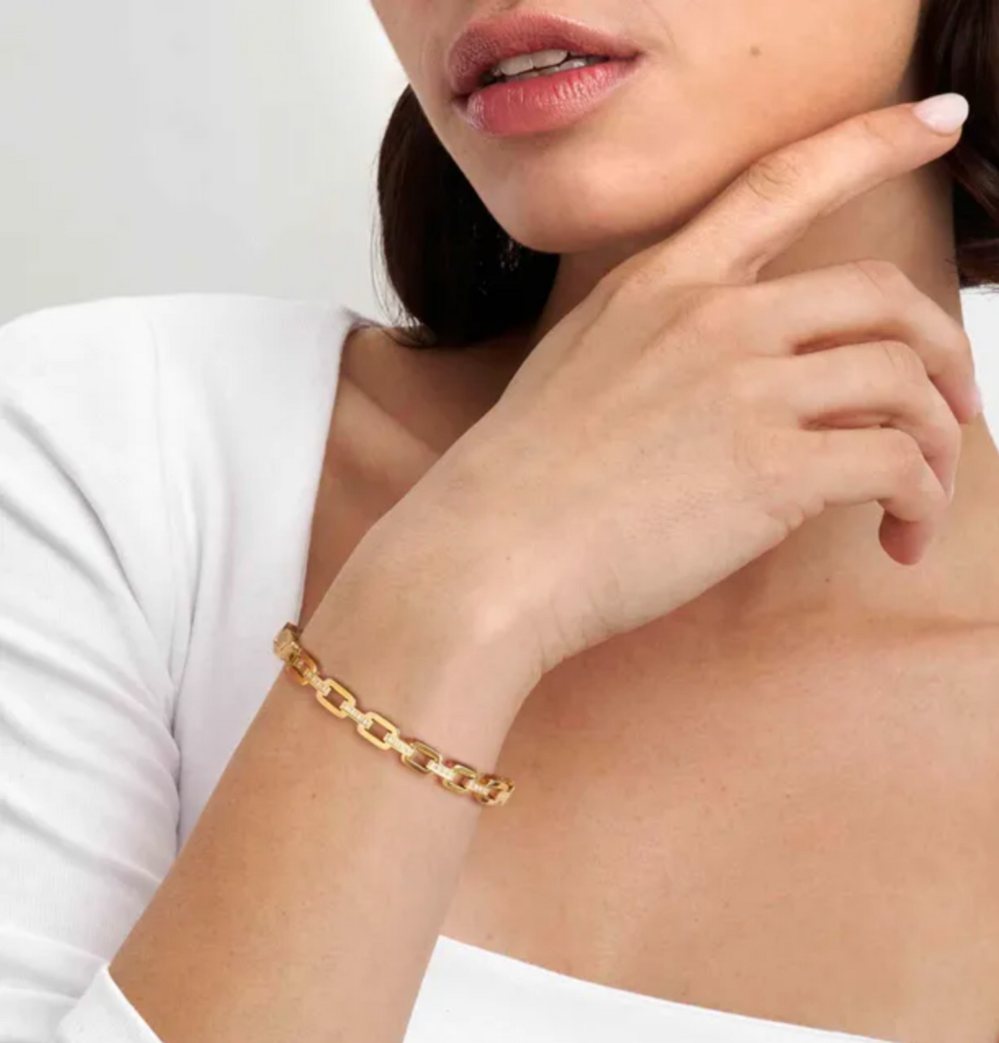 Nomination bracelet with cubic zirconias