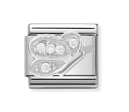 Nomimation silver cz butterfly charm