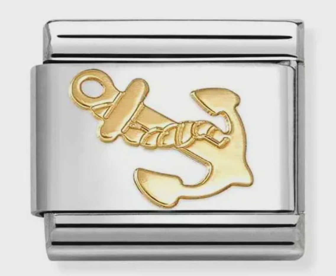 Nomination plain gold anchor with rope