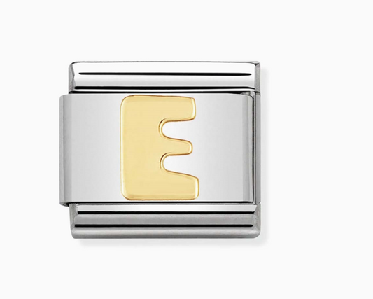 Nomimation plain gold letter E charm
