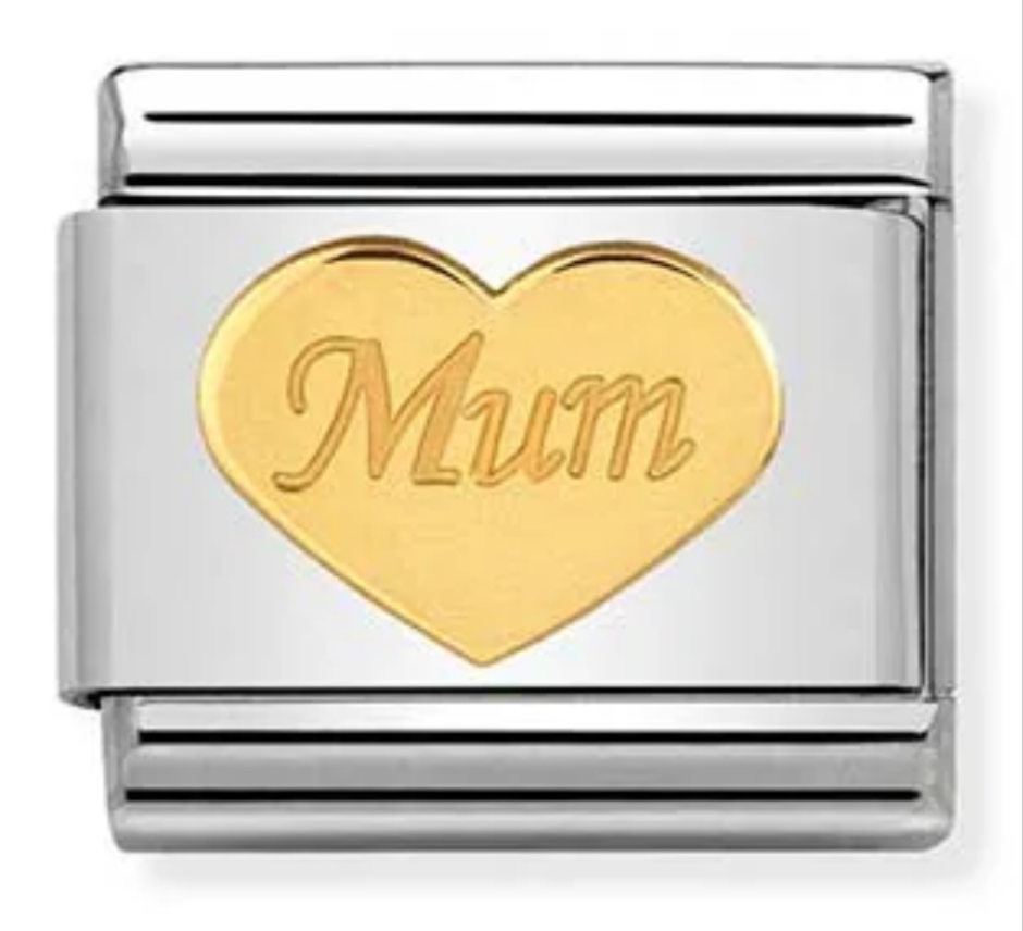 Nomination plain gold charm mum heart