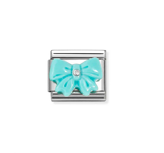 Nomimation Silver turquoise bow/cz