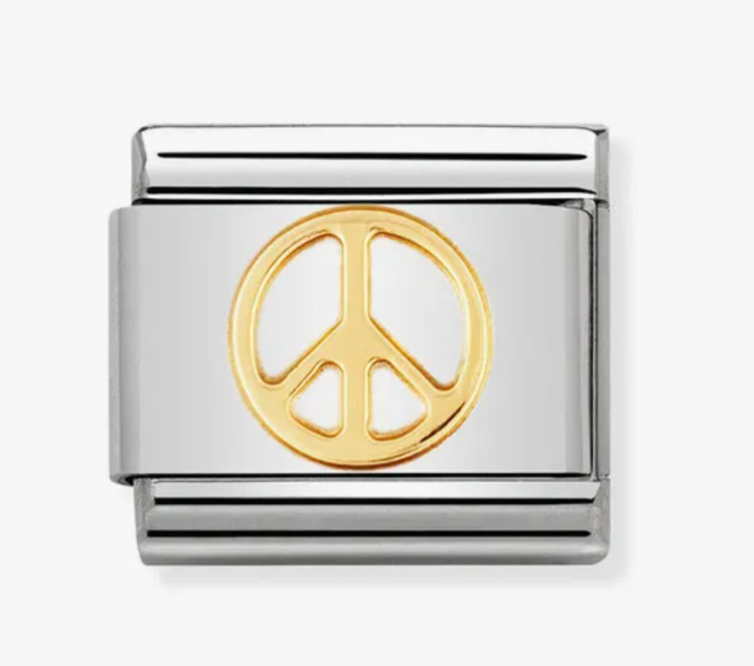 Nomination plain gold peace symbol