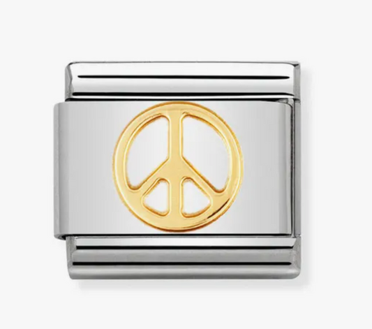 Nomination plain gold peace symbol
