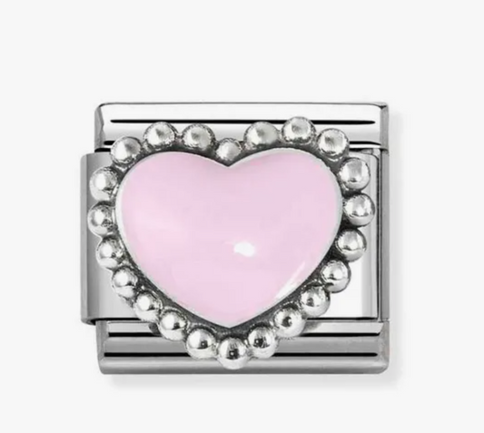 Nomination charm silver/ pastel pink heart