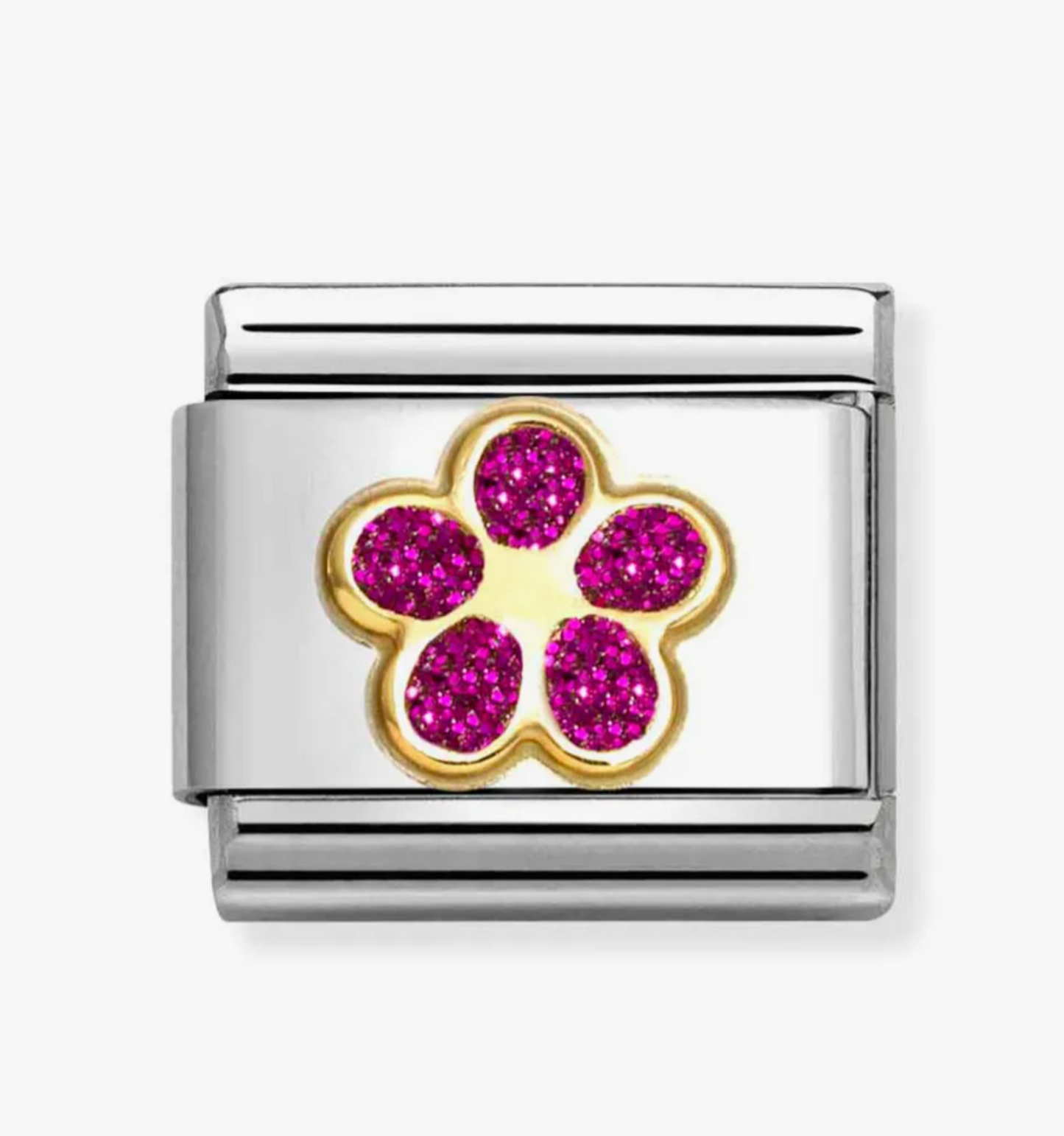 Nomination charm pink flower with glitter