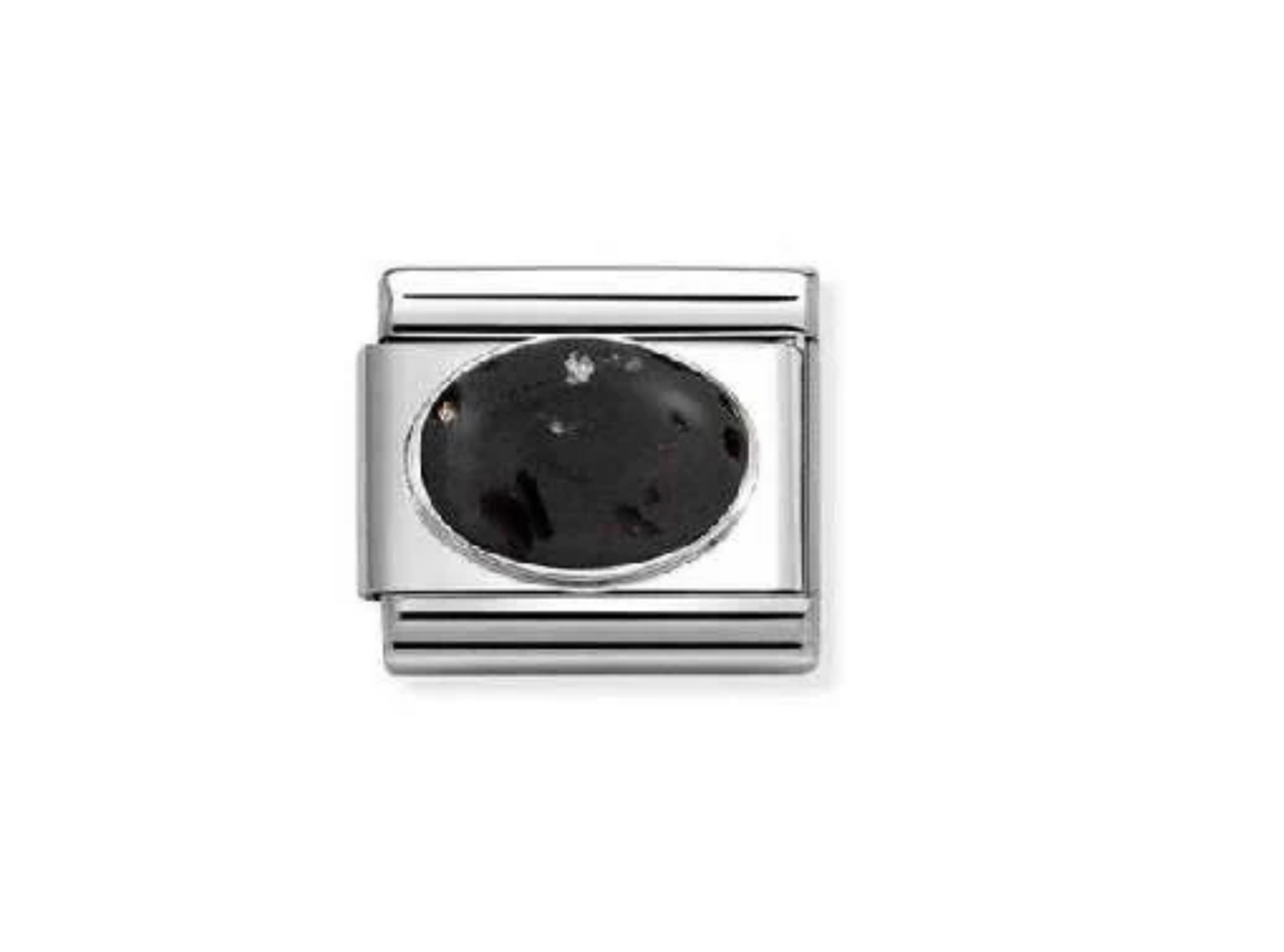 Nomination charm silver oval lava stone matt