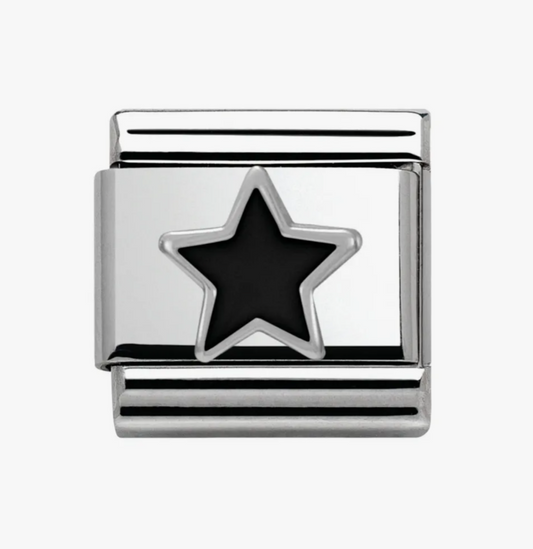 Nomination charm silver /black star
