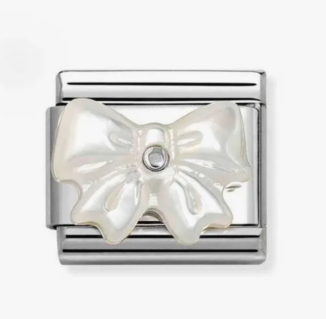 Nomination silver mother of pearl bow/cz