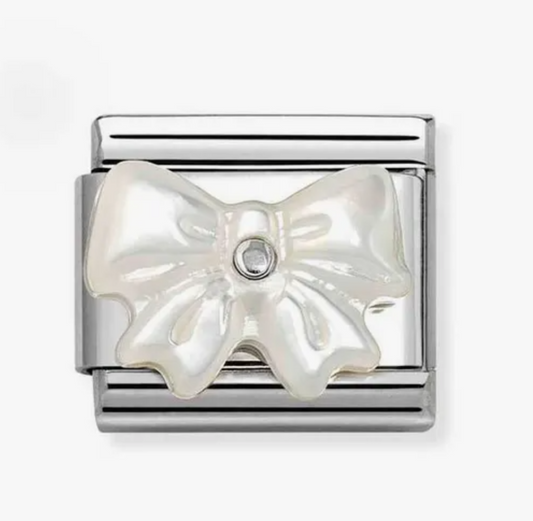 Nomination silver mother of pearl bow/cz