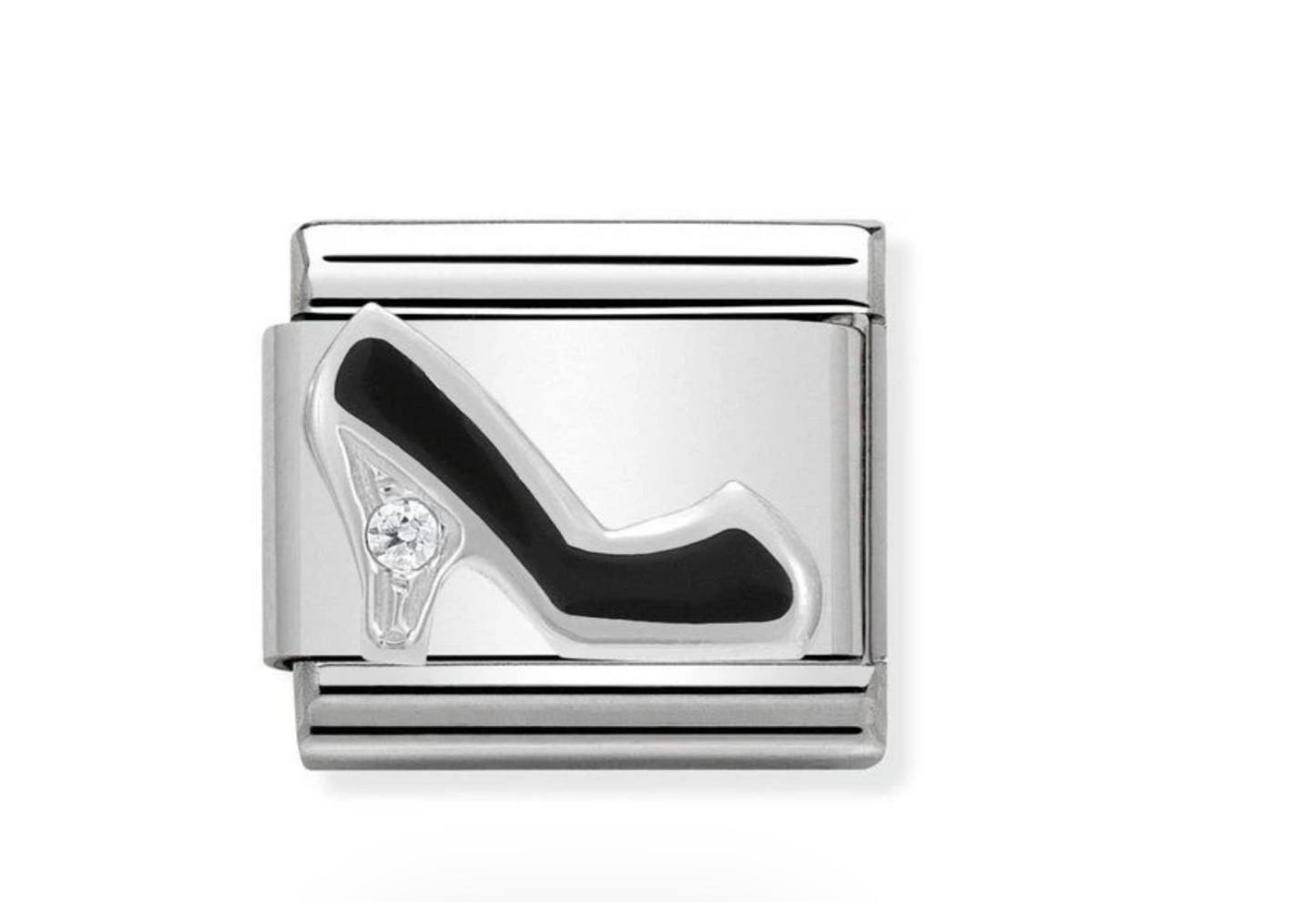 Nomination charm silver black heel shoe