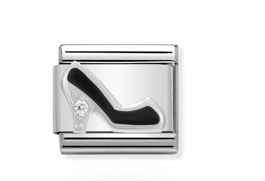 Nomination charm silver black heel shoe