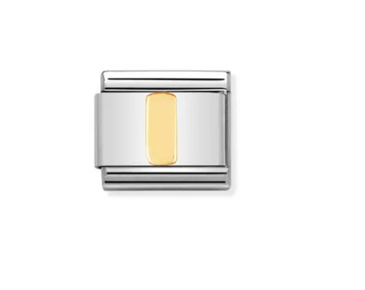Nomimation plain gold letter I charm