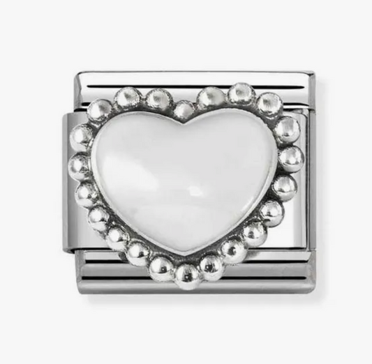 Nomination charm silver/ white heart