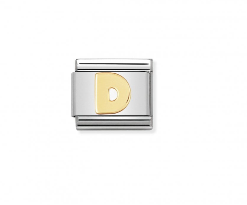 Nomination plain gold letter D charm