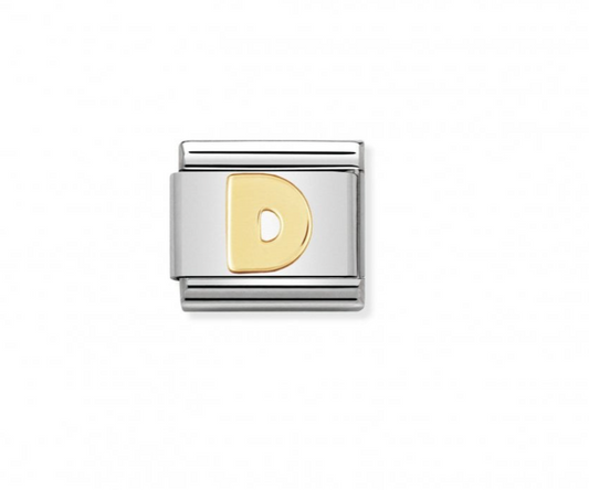 Nomination plain gold letter D charm