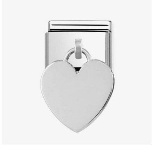 Nomimation silver hanging heart charm