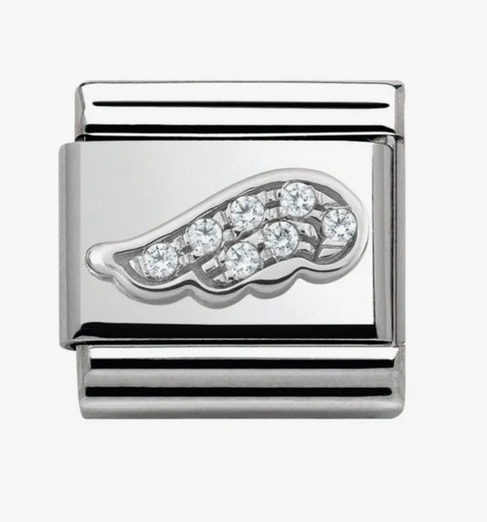 Nomimation cz angel wing charm