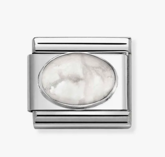 Nomination charm silver oval white howlite matt
