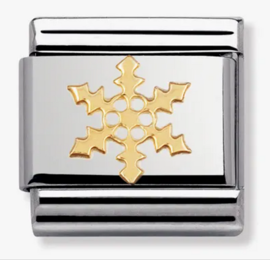 Nomimation plain gold snowflake