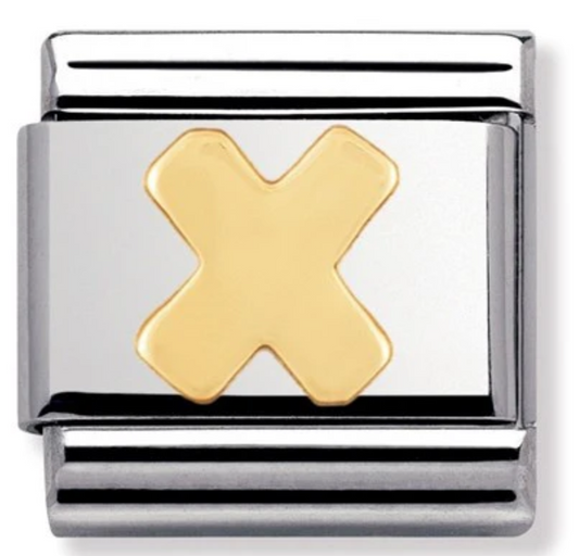 Nomimation plain gold letter X charm