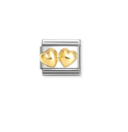 Nomination charm raised gold double heart