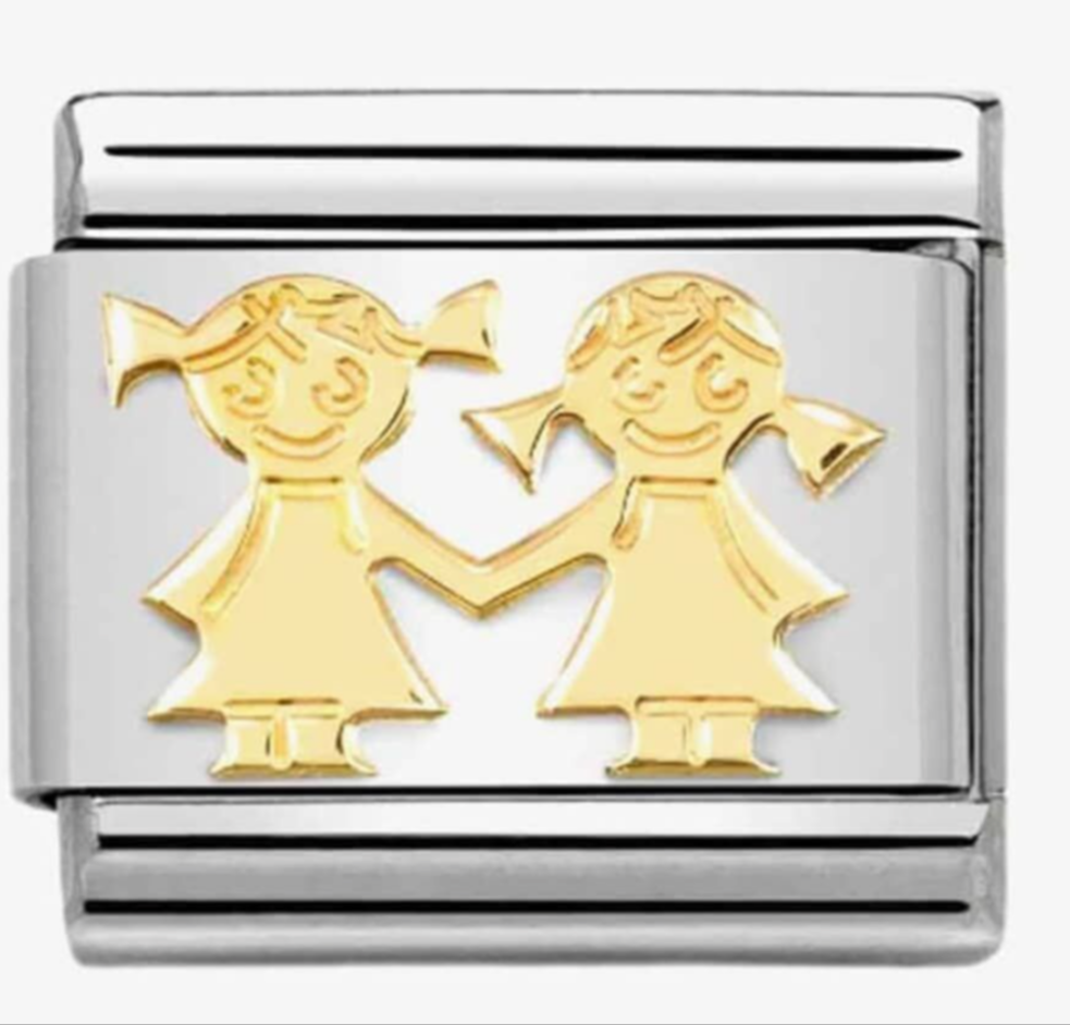 Nomination plain gold charm two girls