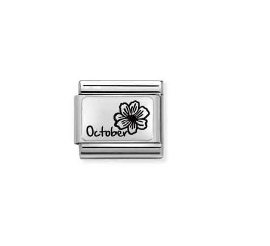Nomination charm silver October with flower