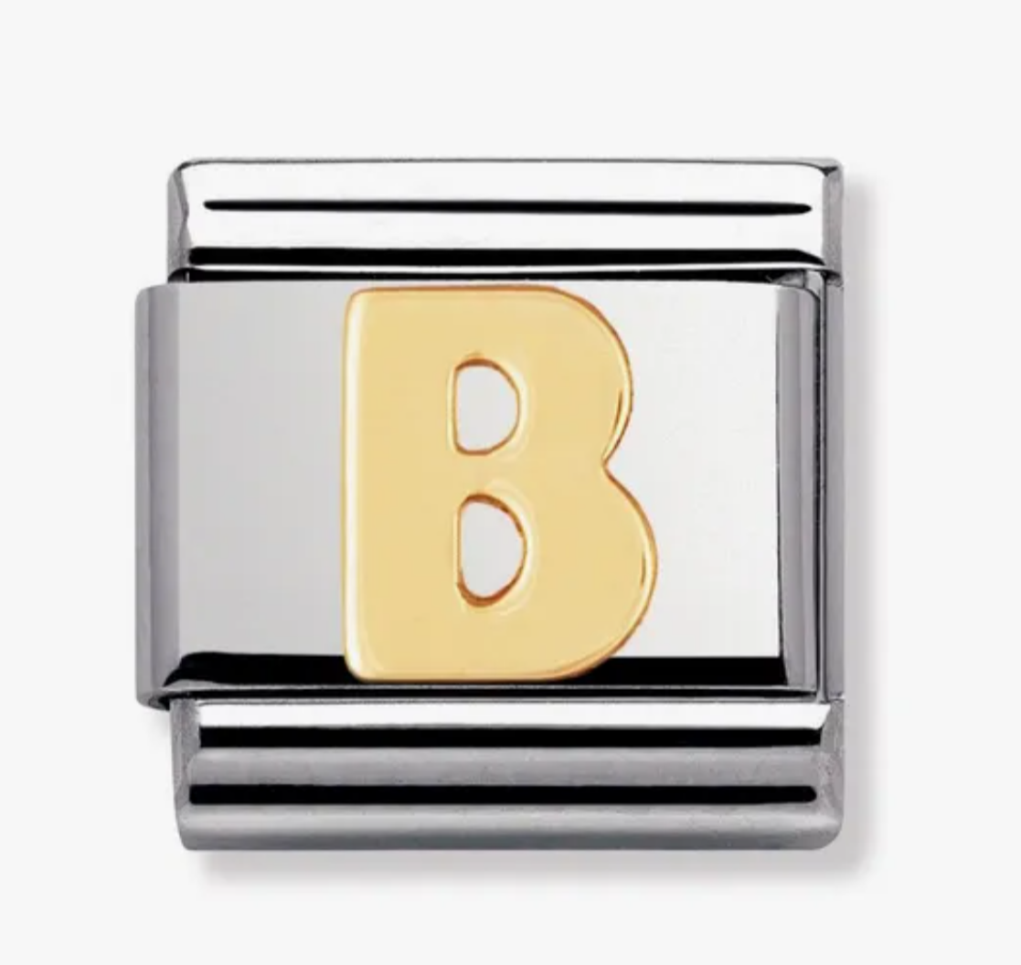 Nomimation plain gold letter B Charm