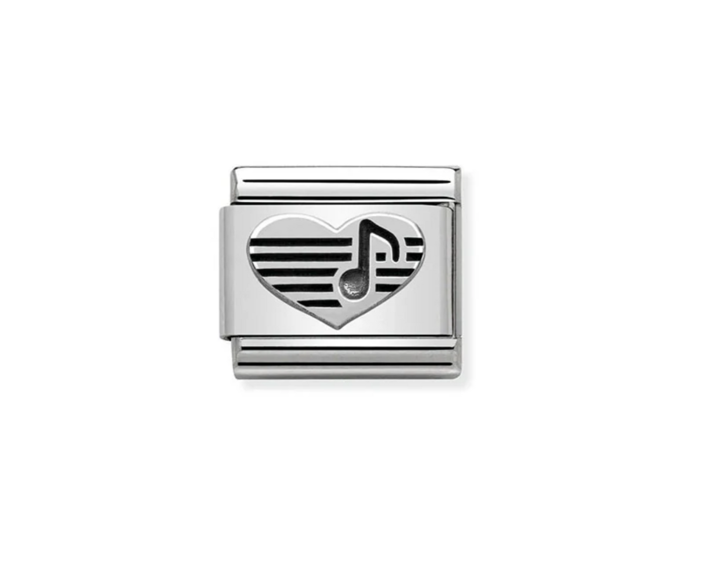 Nomimation silver heart with music note