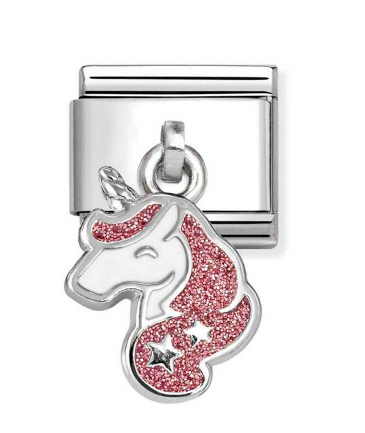 Nomimation glitter unicorn dangle charm