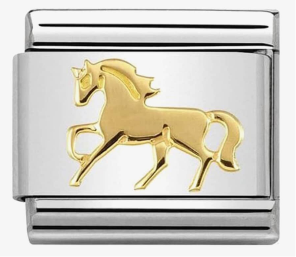 Nomimation plain gold galloping horse