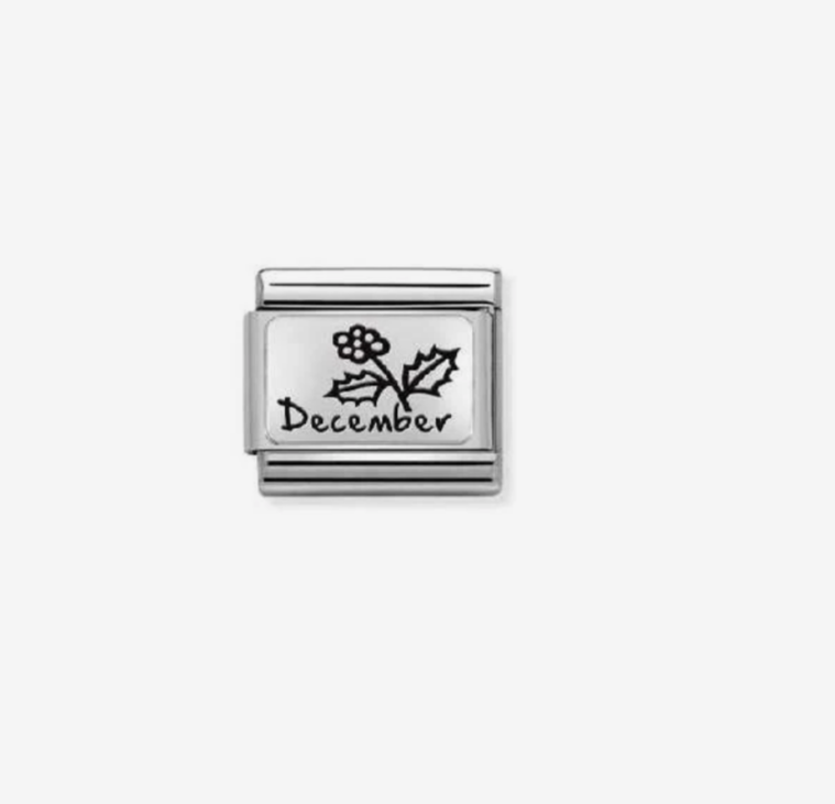 Nomination charm silver December with flower