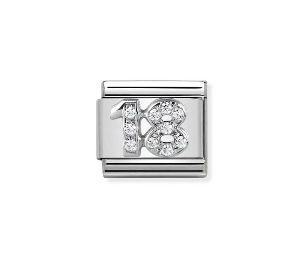 Nomimation silver cz 18 charm
