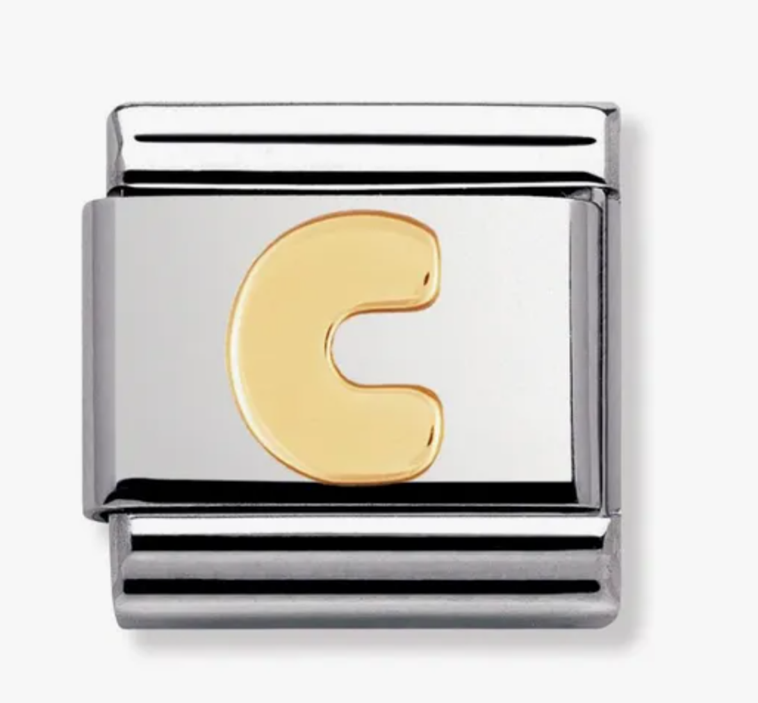 Nomimation plain gold letter C charm
